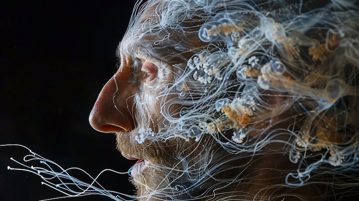 Abstrakte Darstellung von Gehirn-Synapsen